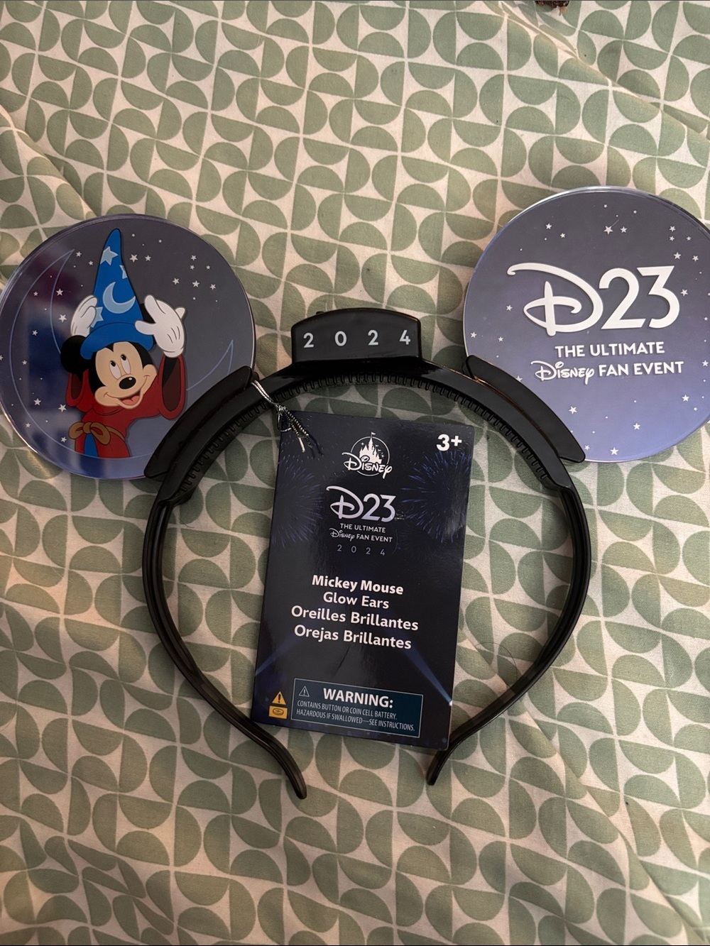 Disney D23 2024 Mickey Mouse Glow Ears Headband - Black and Blue
